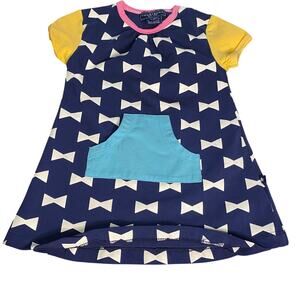 Tooby Doo blue yellow bow color block short sleeve dress SIZE 6-12M